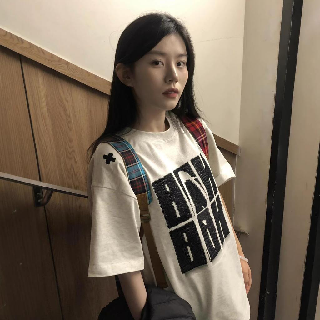 American High Street Printed Letter Large Size Short-sleeved T-shirt Women's Fat Mm Summer Loose Design Niche Couple Top