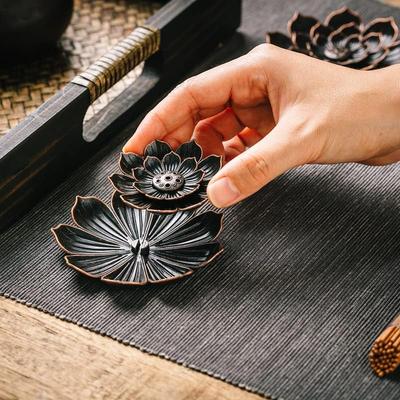 Incense Burner, Incense Holder for Sticks,Metal Lotus Incense Stick Holder and Detachable Ash Catcher