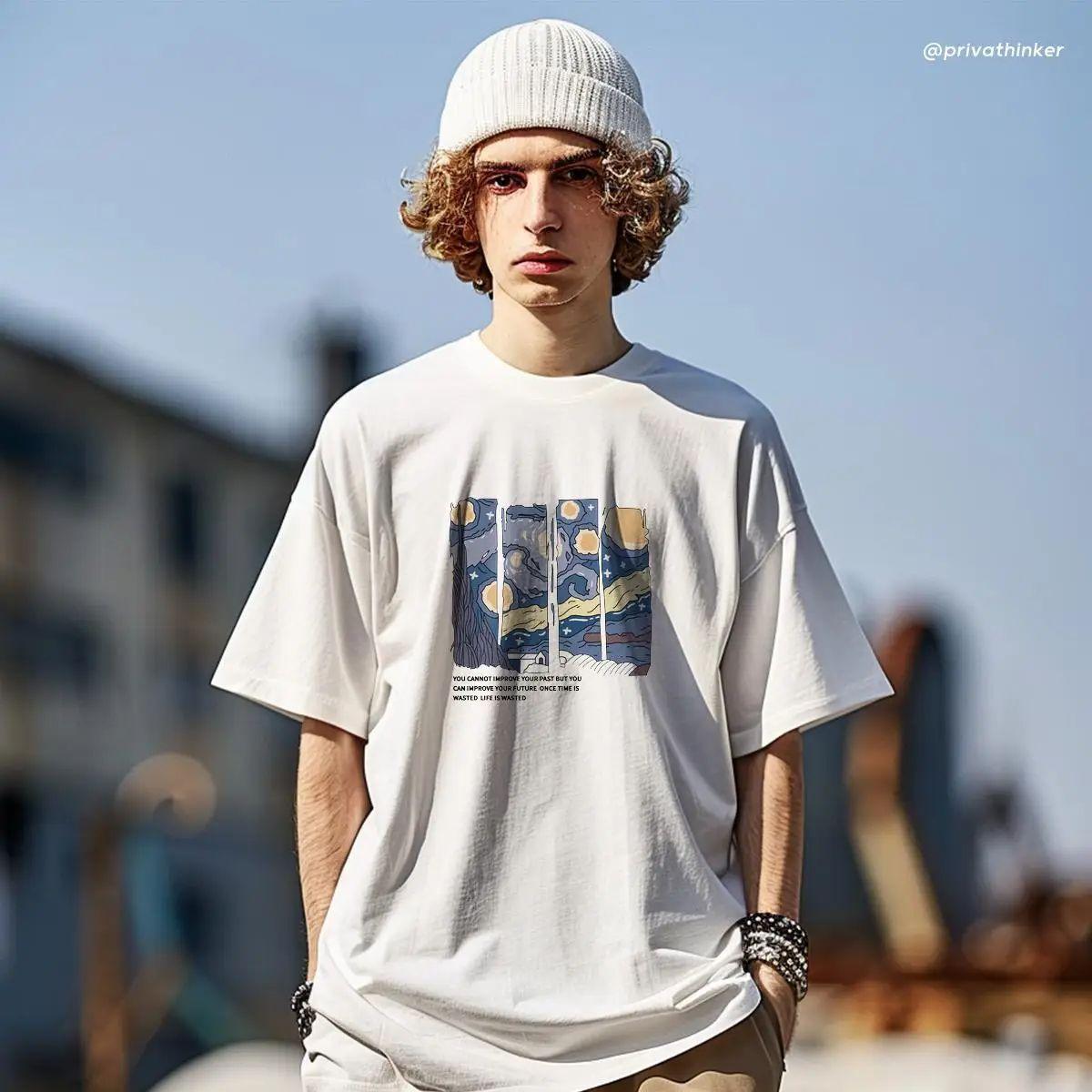 

Летние мужские футболки с рисунком синего неба, уличная одежда для мужчин, свободные футболки с коротким рукавом, хлопковая одежда, повседневные топы для мальчиков XXXL белый