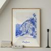 City Travel Poster, Retro Italy Print, Navy Blue Trendy Wall Art, Hand Drawn Sketch, summer beach poster, Home Decor Art
