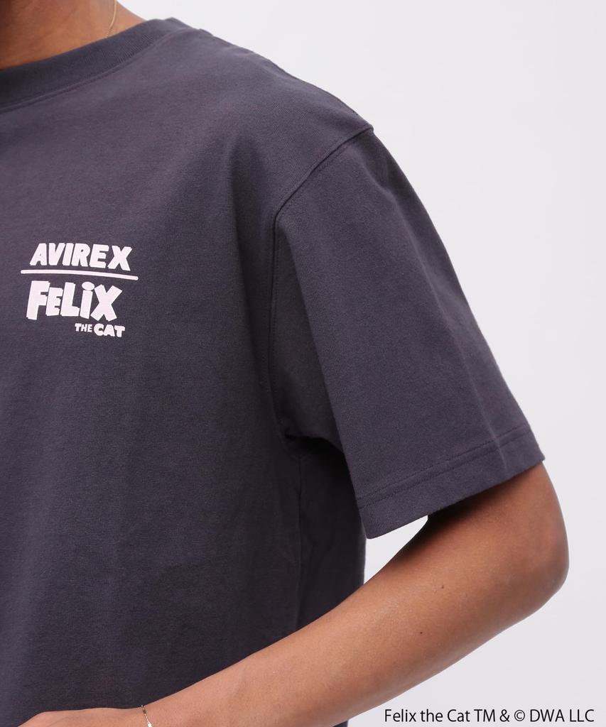 AVIREX FELIX COMICS Short Sleeve Size T-SHIRT, Felix, Men's T-Shirt, 2XL, 410, Charcoal, 783-5134036