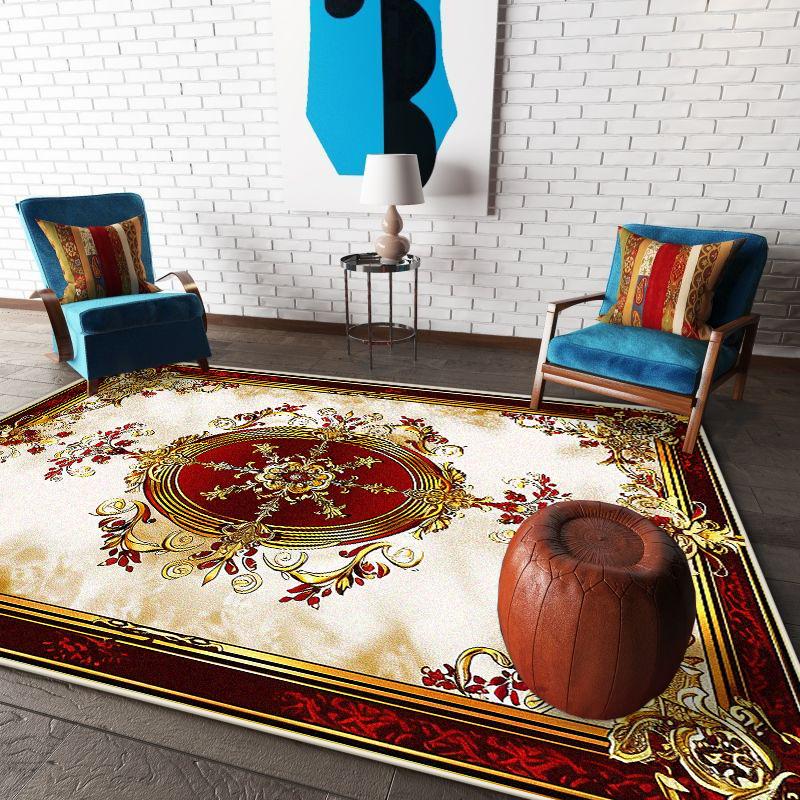 Moderner Luxus Roter Teppich Goldene Bordüre Rutschfest Großer Wohnzimmerteppich Weiche Sofatischmatte Lounge Ankleidezimmerteppiche Leicht zu reinigen