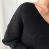 Herbst V-ausschnitt Minimalistischen Tops Übergroßen Koreanischen Unregelmäßigen Saum Gestrickte Chic Casual frauen Strickwaren Pullover