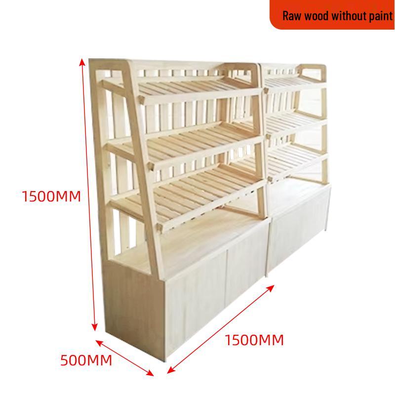 Wooden Bread & Pastry Display Rack for Stores