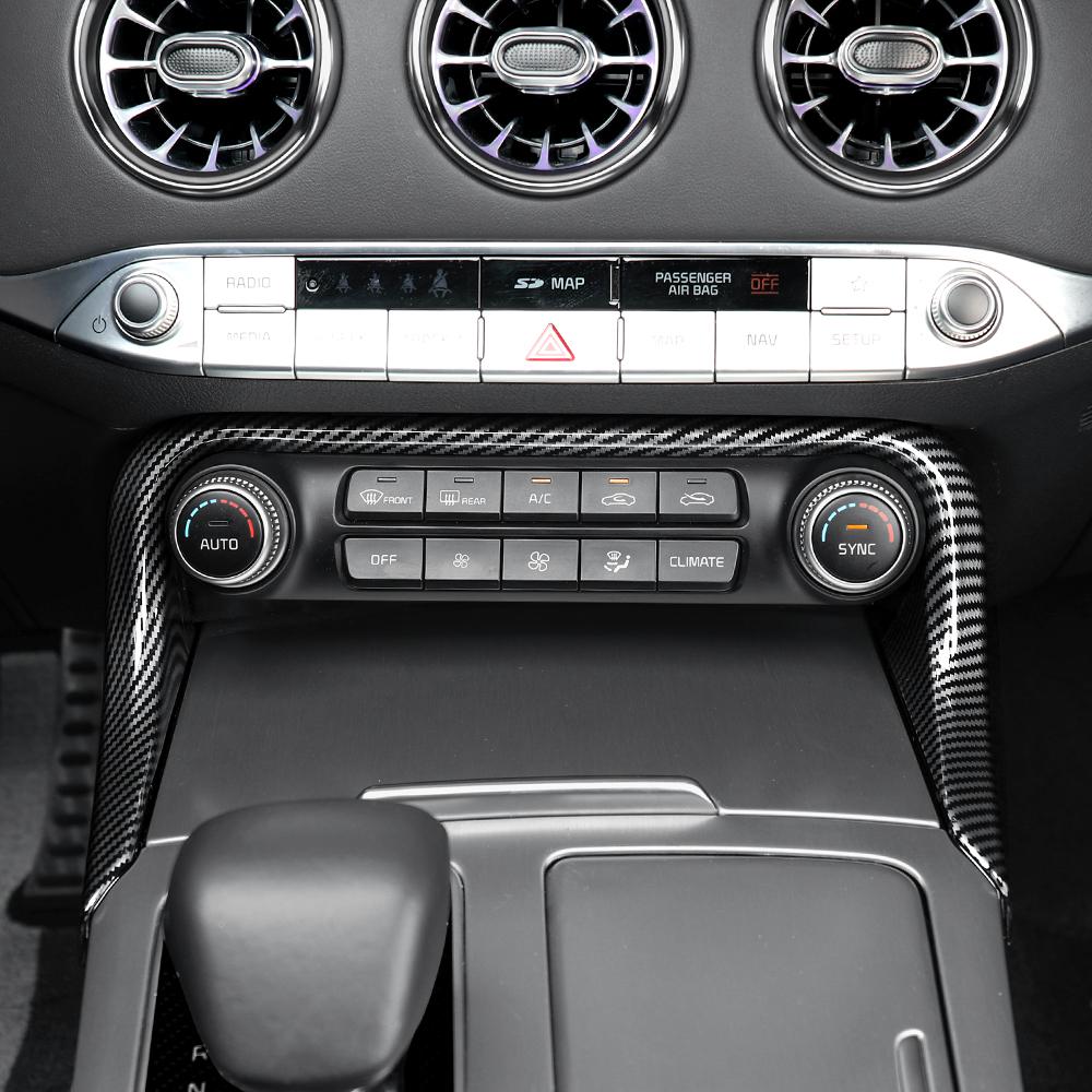 Carbon Fiber Texture Air Conditioning Panel Cover Trim Frame For Kia Stinger 2018-2026 Accessories LHD/RHD