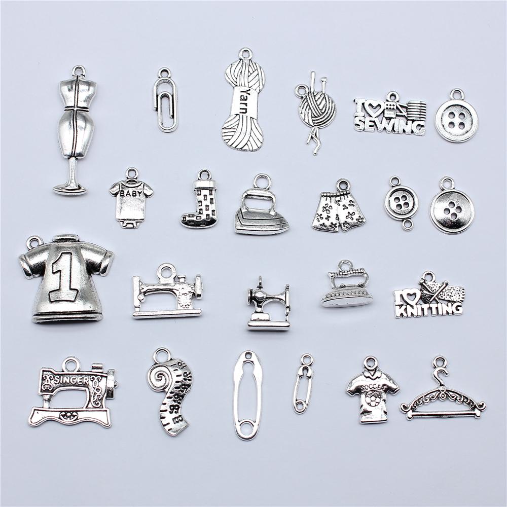 20pcs Sewing Charms For Jewelry Making Paperclip Pins Paper Clip Button Hanger Mannequin Iron Yarn Charms