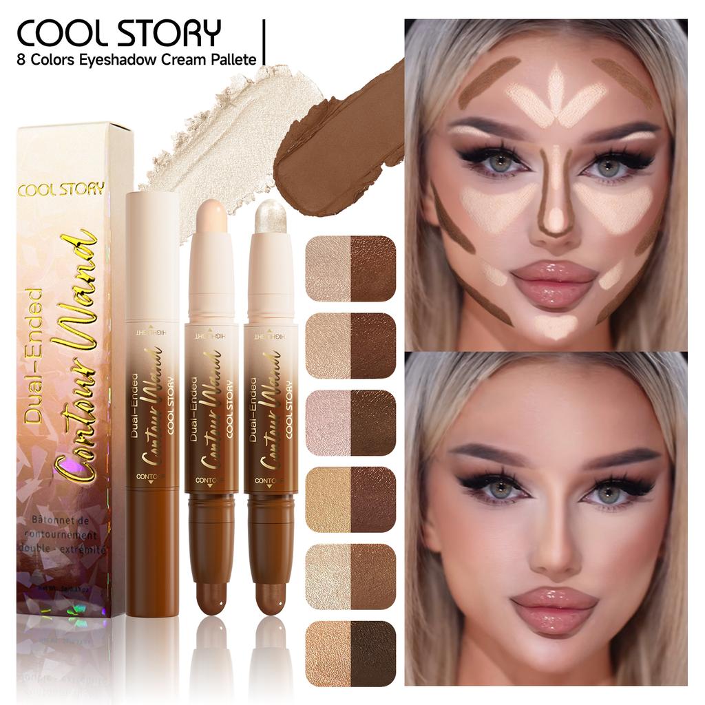 Double-head Highlight Shadow Stick Face Bronzer Contouring Pen Foundation Cream Concealer Makeup Base Beauty Women's Cosmetics