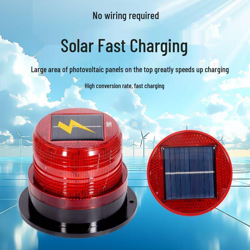 Solar-Powered Magnetic Warning Beacon: Waterproof Flashing Light for Vehicle Roadblocks