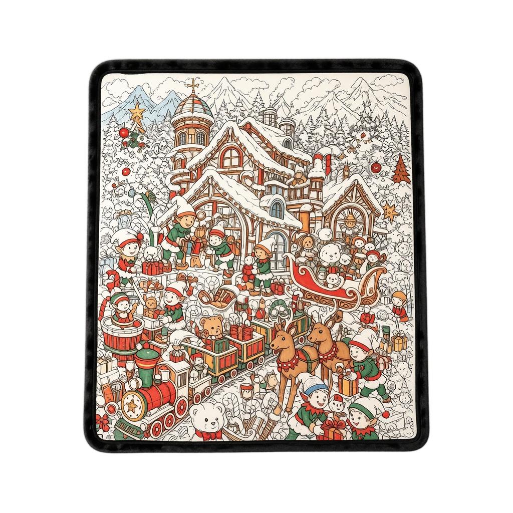 Grande Coperta da Colorare di Natale 150 cm, Morbido Velluto per Scarabocchiare con Pennarelli Acquerello, Attività Divertente Anti-Stress per Bambini e Adulti