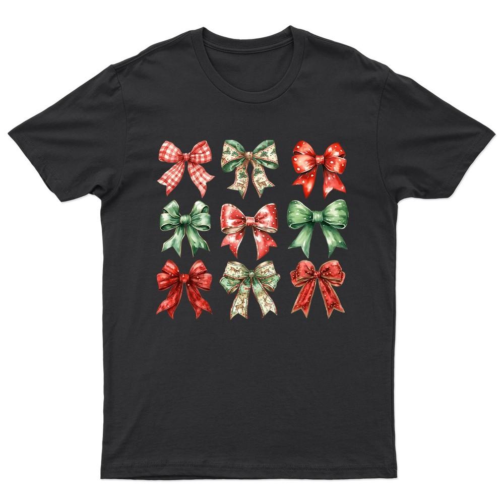 Christmas Bows Festive Holiday TShirt Unisex Gift Retro Seasonal Funny Xmas
