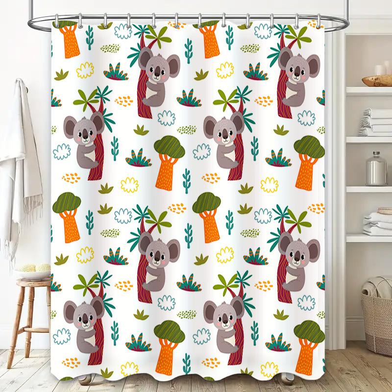 Creative Koala Tree Print Shower Curtain for Home Decor Bathroom Decorations White Waterproof Fabric 180x259cm (6ft x 8ft)