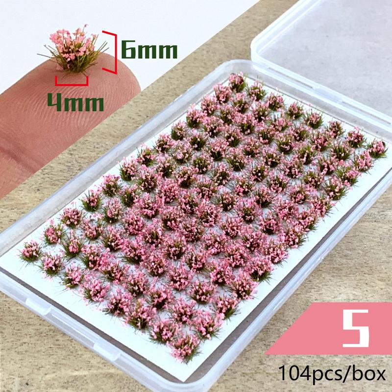 104pcs/box Static Grass Tuft Model Grass Tufts Terrain Model Kit Static Scenery Model Miniature Shrubs Bushes