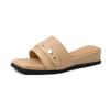 Krazing Pot Mules Fashion Sheep Skin Thick Heels Peep Toe Flip Flop Summer Size 42 Preppy Style Women Sandals