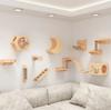 Wall-Mounted Cat Climbing Shelf Wooden Scratching Post Cat Hammock Steps House for Activity Indoor Cats Perches Pet Furniture