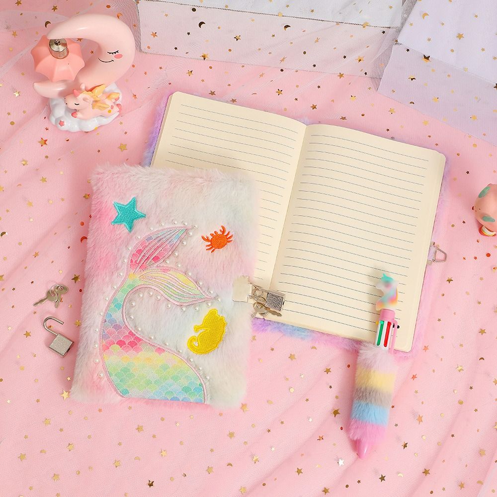 With Lock Lockable Diary Book Plush Notepad Portable Private Planner