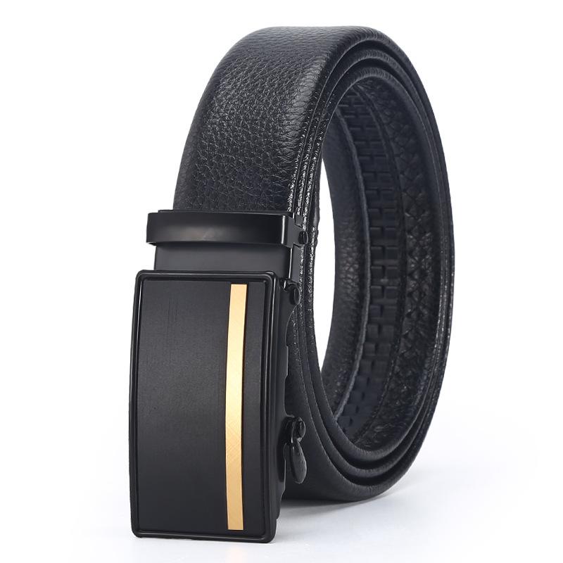 Belt Men'S Business Automatic Buckle Belt Scratch Resistant Lychee Pattern Belt Body Stall