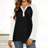 Damen T-Shirt Colorblock Knopf Langarm Täglich Wochenende Mode Basic V-Ausschnitt Reguläres Oberteil