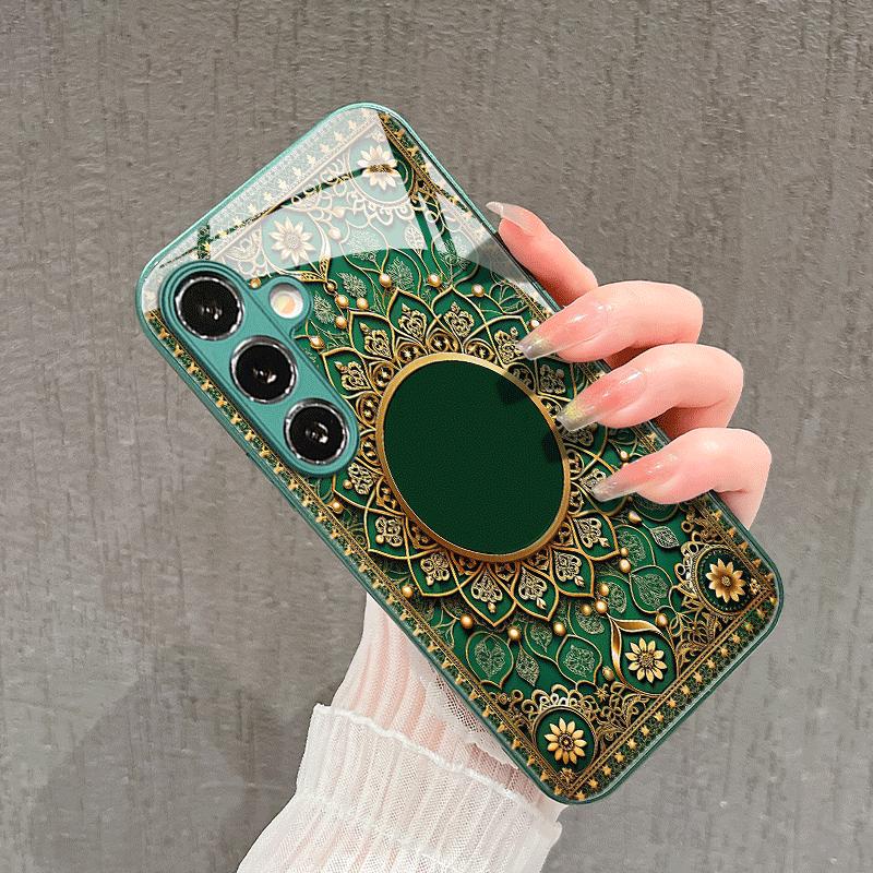 

Green mandala pattern Exquisite PhoneCase for Samsung Galaxy S26 S25 S24 S23 S22 S21 FE Ultra Plus Men women Built-in glass For Galaxy S26