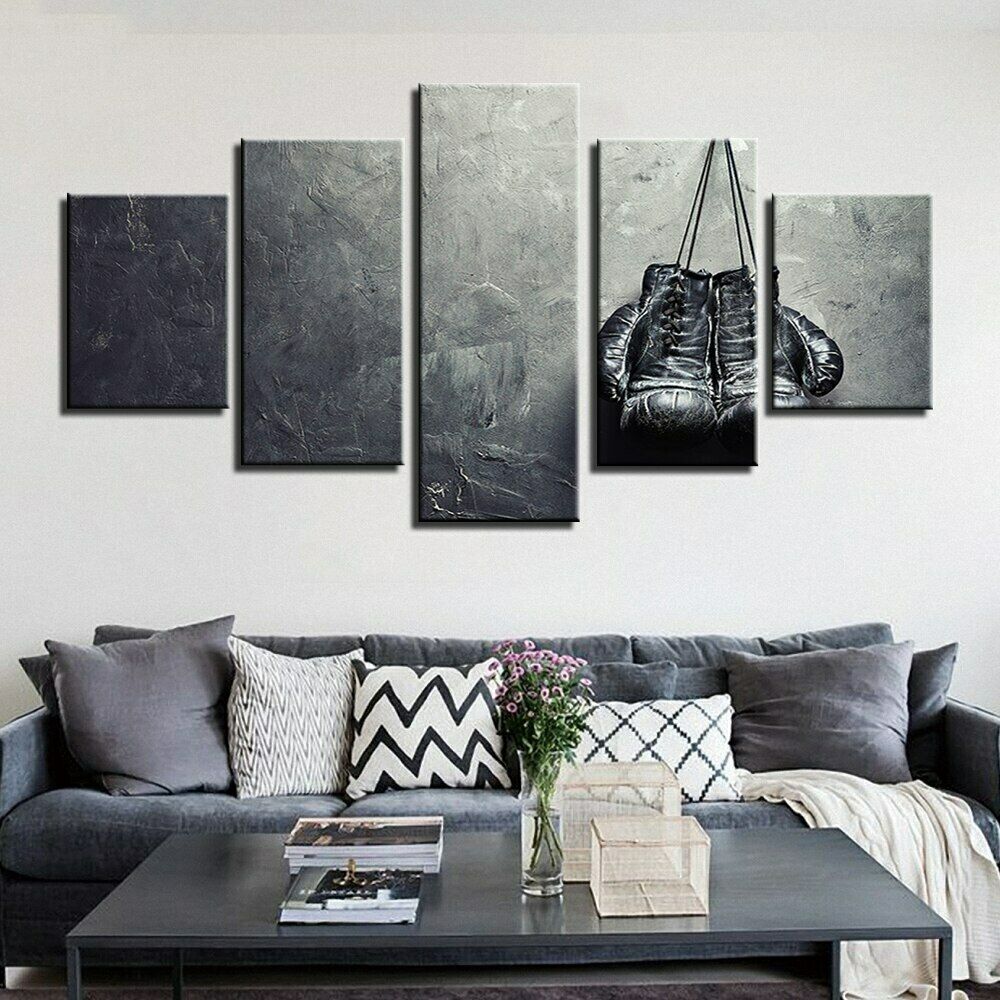 5Pcs Hanging Boxing Gloves Modern Decor Canvas Wall Art HD Print Paintings Home Decor No Framed Abstract Pictures