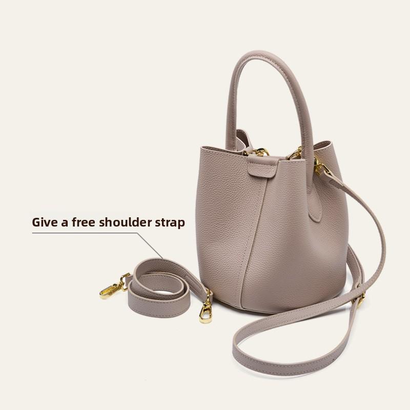 First Layer Cowhide Bag Bag Women's Bag Messenger Bag Niche Summer High-end Leather Handbag Bucket