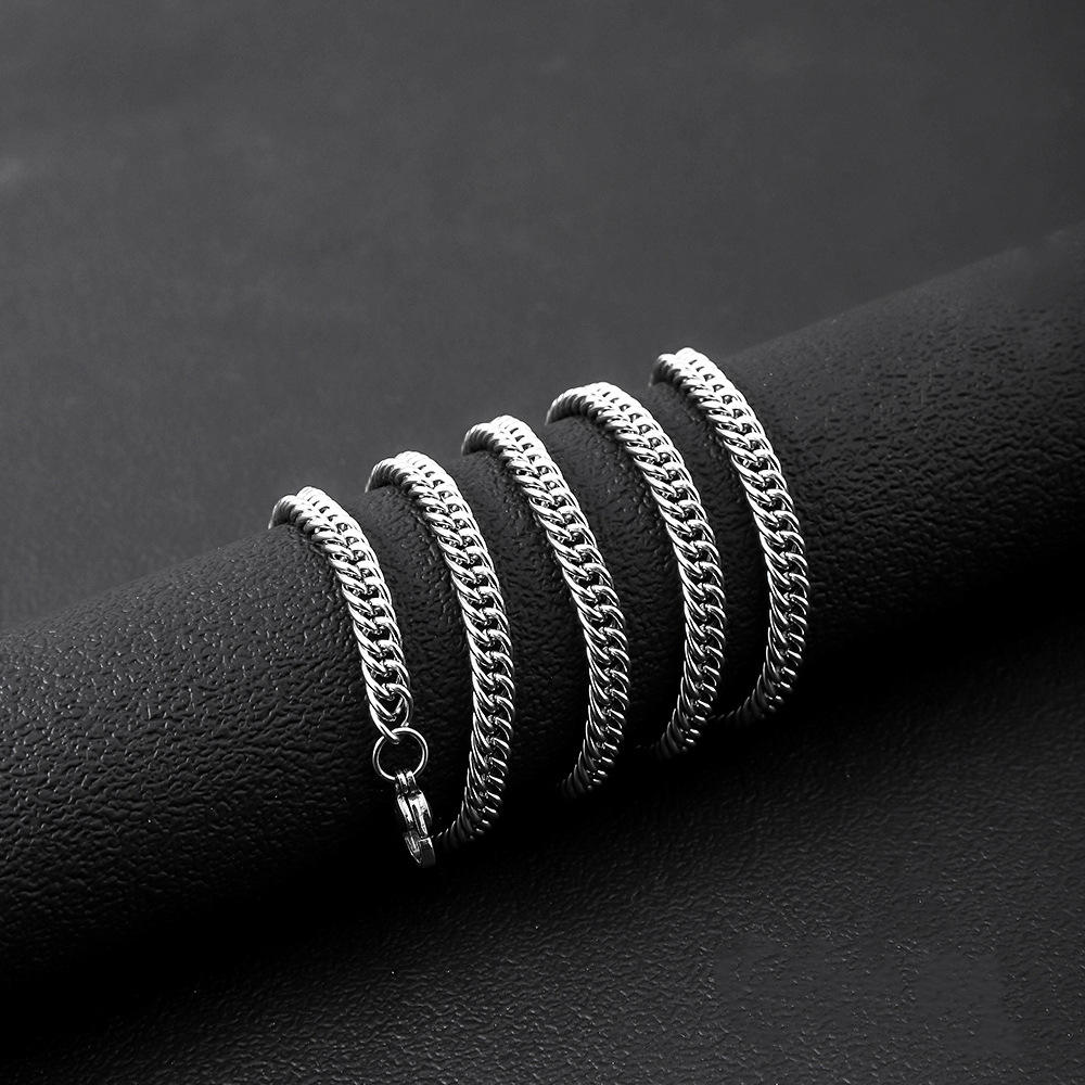 Fashion Stainless Steel Chain Necklace Hip Hop Style Silver Waterproof Cuban Link Snake Rope for Party Men Women