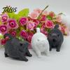 3D Printed Cute Yawning Chubby Cat Figurine, Black White, Wide Stable Anti-Tipping Base, Desktop Decor for Pet Shop Bedroom & Cat Lover Birthday