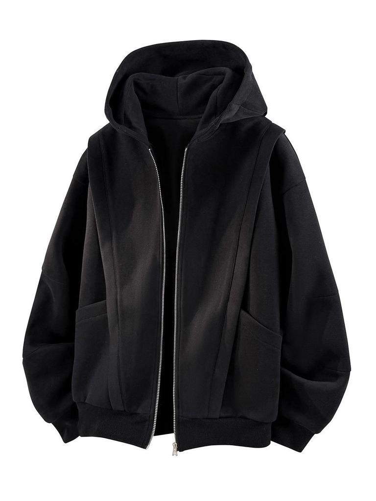 Unisex American-Style Heavy Fleece Hooded Jacket for Autumn/Winter
