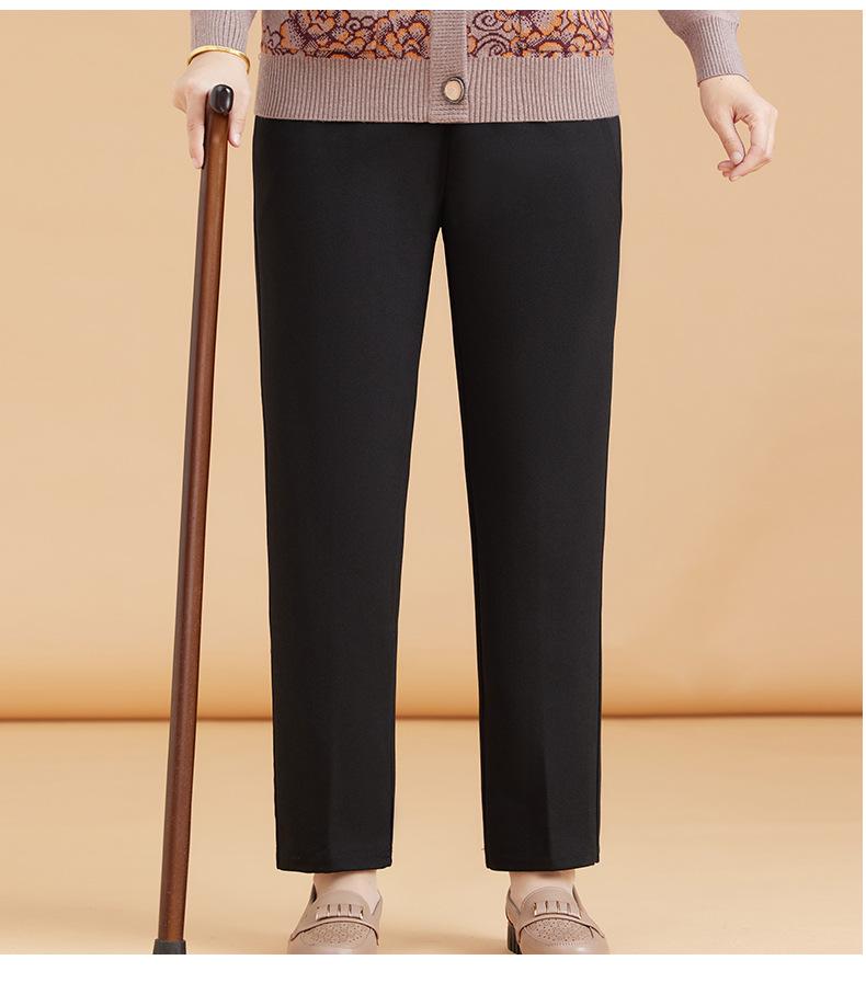 Mom's Plus Velvet Warm Cotton Pants for Middle-Aged and Elderly Women - Large Size, Loose-Fit, Suitable for Spring, Autumn, and Winter.