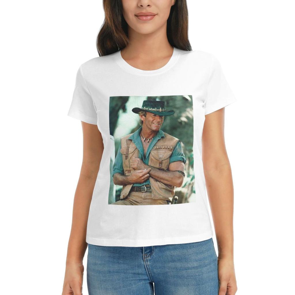 T-shirt da Donna Paul Hogan Crocodile Dundee Estiva Manica Corta Girocollo Cotone Magliette Abbigliamento Top Streetwear