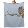 Tawny Owl On a Branch Throw Blanket Cozy Warm Blanket for Bed Room Decor