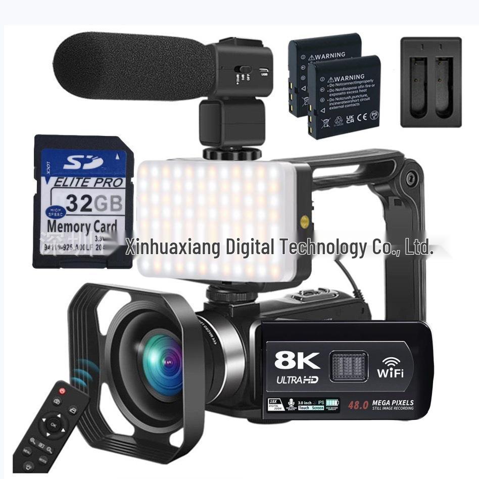 8K Handheld Digital Camcorder, 64MP, Remote-Controlled for Outdoor Photography