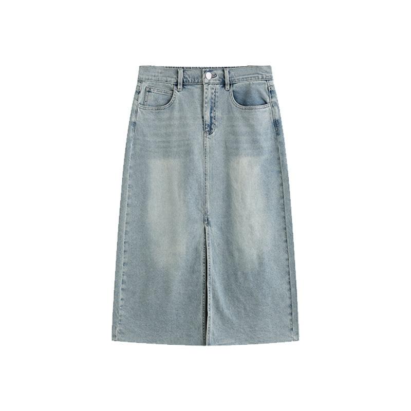 Women's Slit Denim High-waisted A-line Skirt A Summer Versatile Loose Skirt