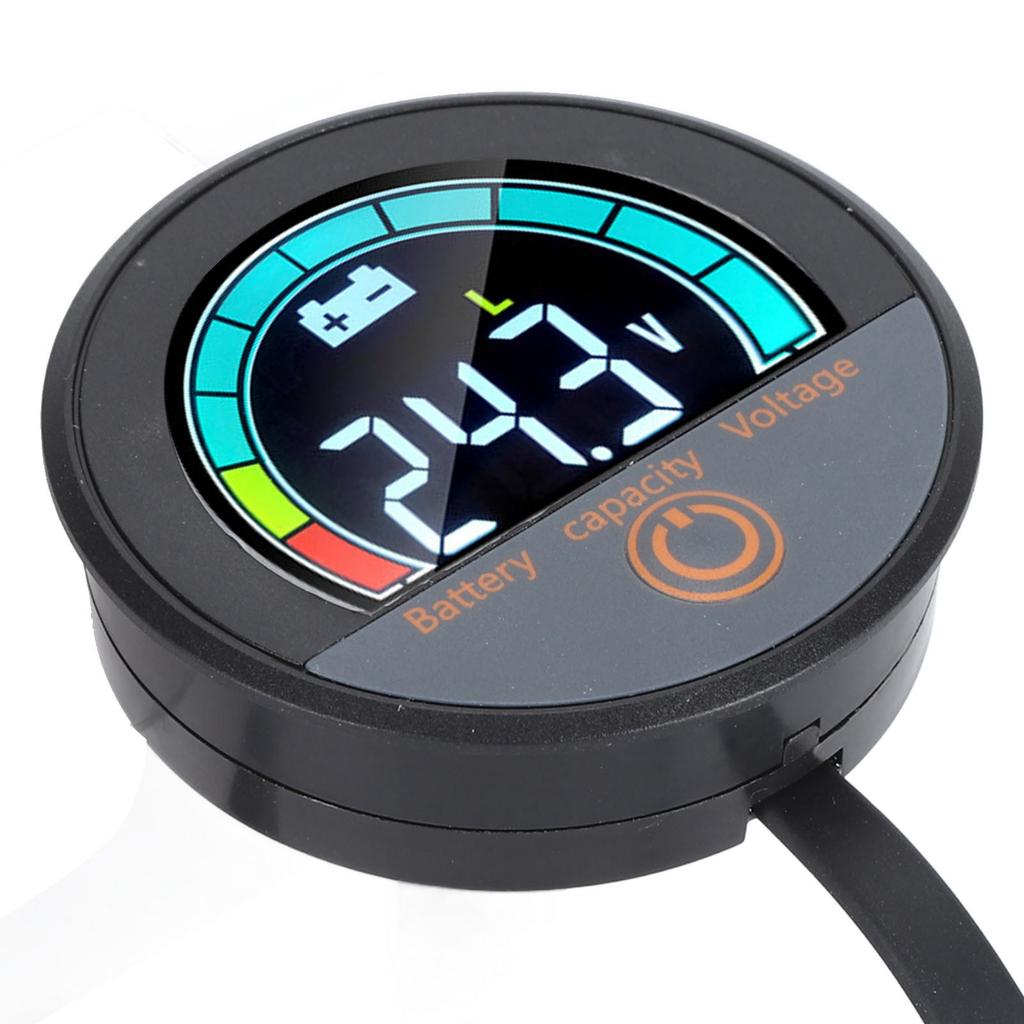 Round Energy Meter Embedded Mount Digital LCD Display Battery Capacity Voltage Monitor for