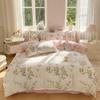 Romantic Floral Love Heart Duvet Cover Queen 4 Pcs Kawaii Strawberry Bedding Set For Girl Teen Reversible Pink Comforter Cover