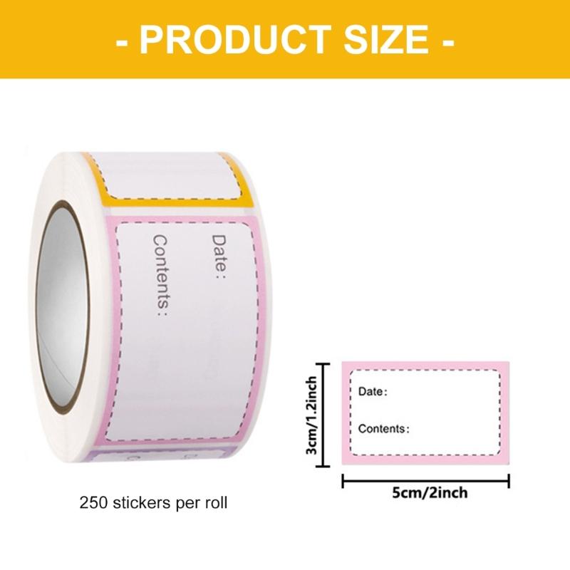 250Pcs Food Date Labels 50x30mm Adhesive Label Sticker Removable Freezer Labels for Kitchen Freezer Restaurant Bistros