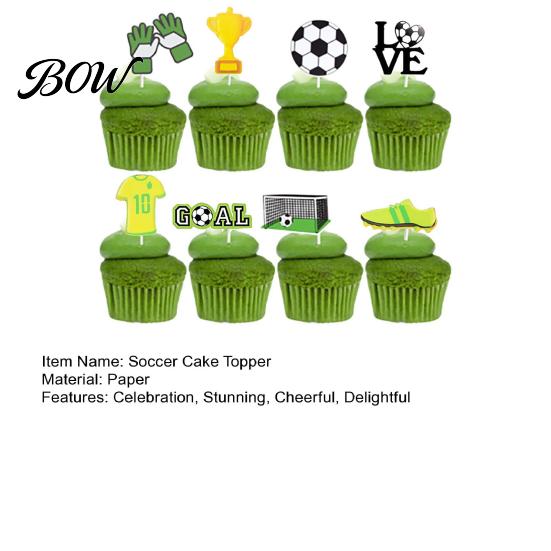 Soccer Cupcake Picks 8 Pcs Cake Topper Decoration, Ball Goal Football Decorations Shoe for Sport Theme Birthday Party Supplies Fan Dessert