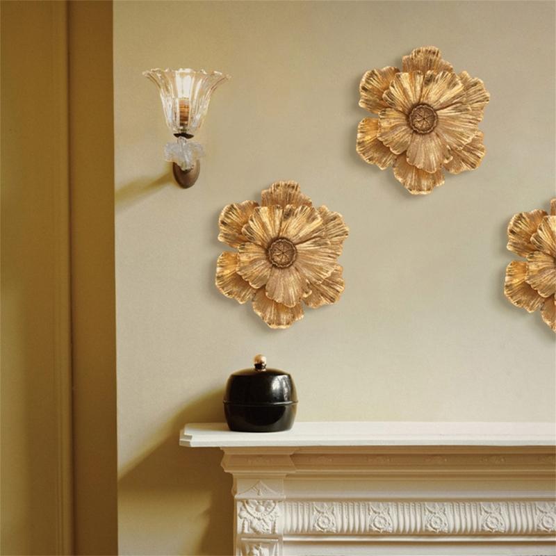 Decorative Flower Wall Art Accent Resin Layered 3D Petal Relief Floral Wall Sculpture for Hallway Entryway Living Room Decors Home