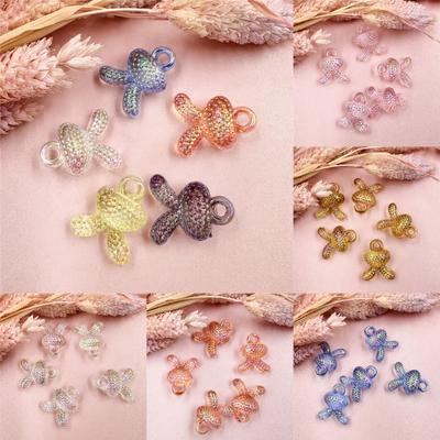 Exquisite Colorful DIY Bracelet Pendant 5Pcs Rabbit Head Beads Transparent 17.5*21mm Acrylic Plated UV Jewelry Accessories Hanging Hole Accessories