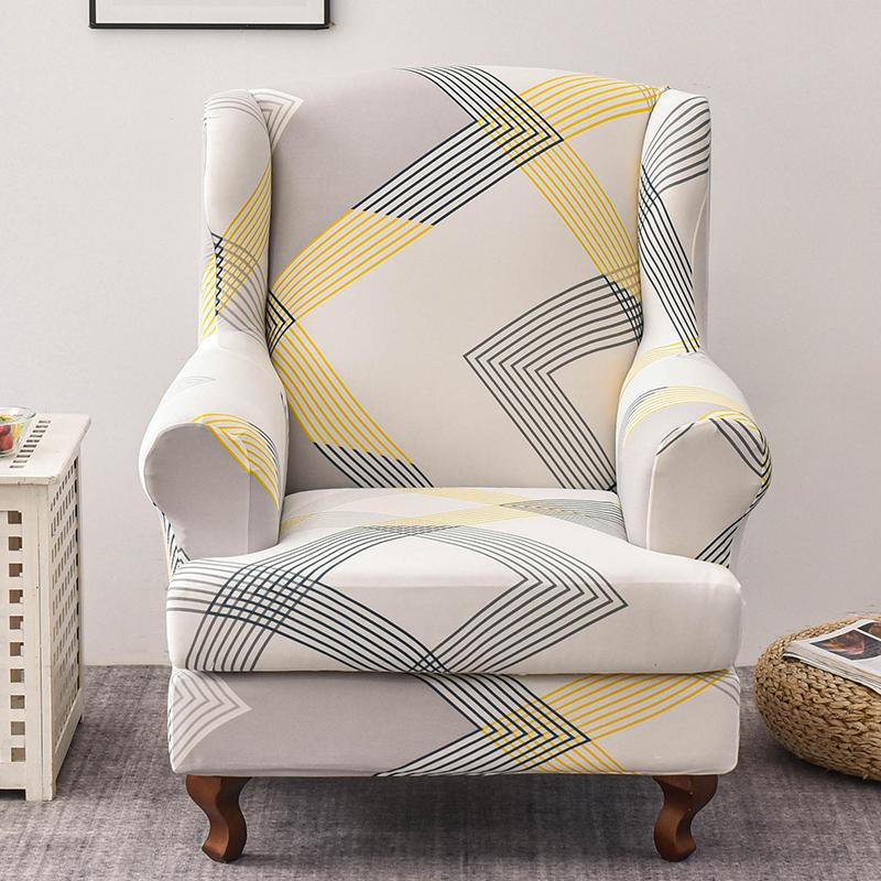 Copridivano per poltrona Wingback, 2 pezzi/set, copridivano elasticizzato, copripoltrona, protezione per mobili, fondo elastico per soggiorno