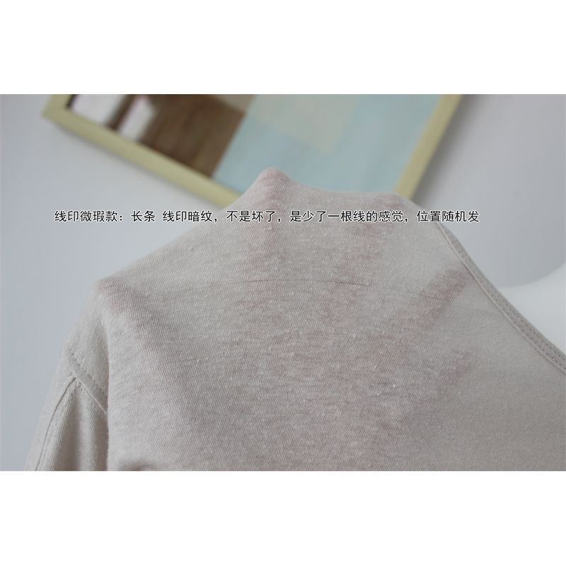 

Mori Girl Style Soft Cotton and Linen Thin Loose-Fitting Batwing Sleeve Shirt Gray Rice Noodle Printing Flaw M