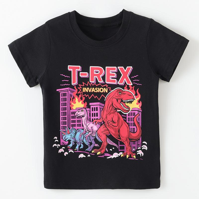 

New summer collection: boys’ T-shirts, cartoon-print children’s sweatshirts, and cotton crew-neck tops for younger children 90cm(2-3Y) чёрный