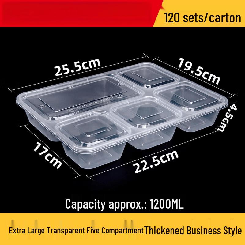 Disposable 5-Compartment Lunch Boxes