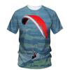 Parachute Paraglider Pattern T-Shirt For Men Sky Scape 3D Printed Short Sleeves Summer Fashion Street Tees Round Neck T Shirts