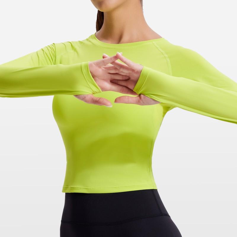 Womens Slim Fit Stretch Workout Top Running Yoga Fitness Gym Training Pure Color Active Wear
