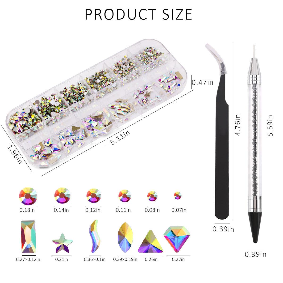 

Amazon 12-Grid Nail Art Набор бриллиантов особой формы, Love Horse Eye Плоское дно Бриллиант особой формы Diy Nail Art Украшение