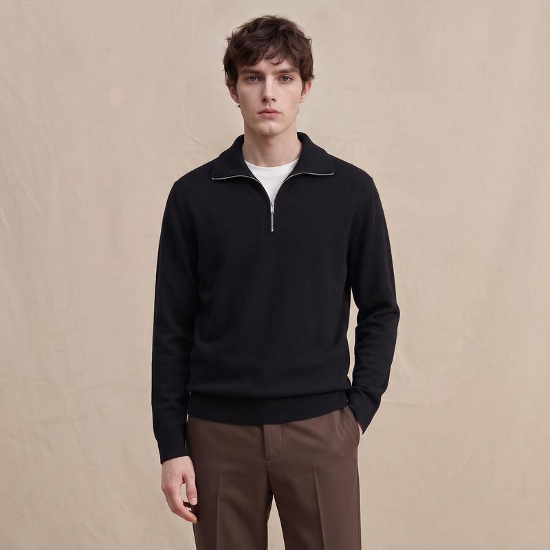 JOW Cashmere & Merino Wool Blended Quarter-Zip Sweater for Men