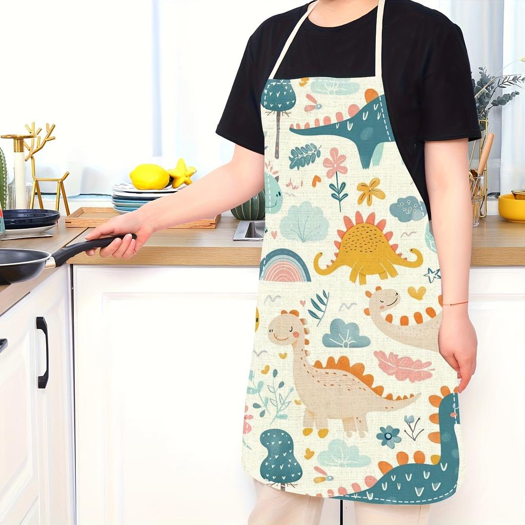 1pc Large Solid Color Background Romantic Heart Pattern Apron, Home Decoration Kitchen Wear, Sleeveless Durable Washable Unisex Cooking Apron,