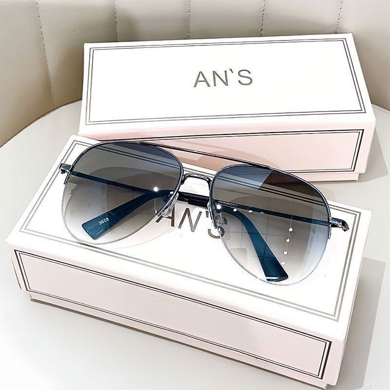 Fashionable Large Frame Pilot Sunglasses Men's Driving UV Resistant Sunglasses Women's High-end Street Photography Glasses