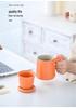 Orange Leather Gift Box: Ceramic Mug Set with Lid & Tea Infuser, Customizable Business Gift.