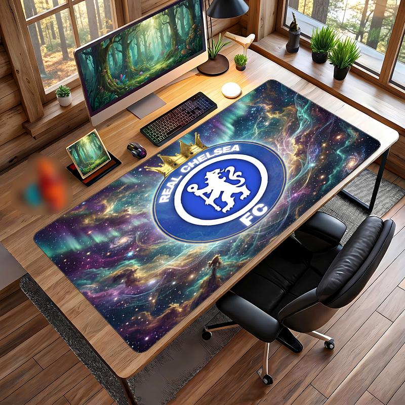 Chelsea FC Aufgedrucktes Großes Mauspads, Rutschfeste Weiche Gummi Gaming Schreibtischmatte für Büro Laptop Computer Dekoration